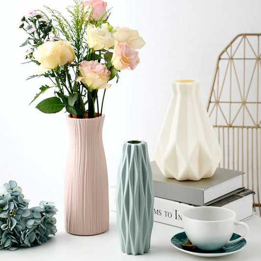 White Imitation Plastic Vase Home for Decoration