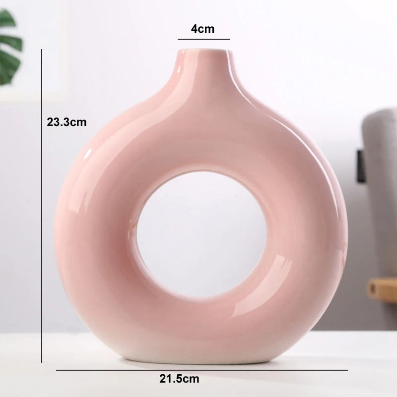 Circular Vase Flower Pot Home Living Room