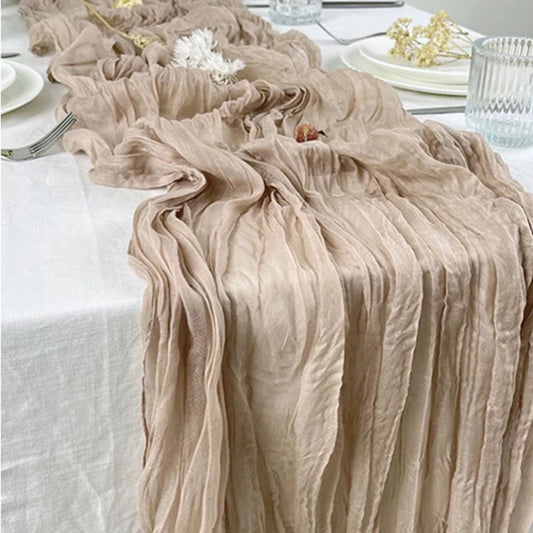 Semi-Sheer Gauze Table Runner Sage Cheesecloth