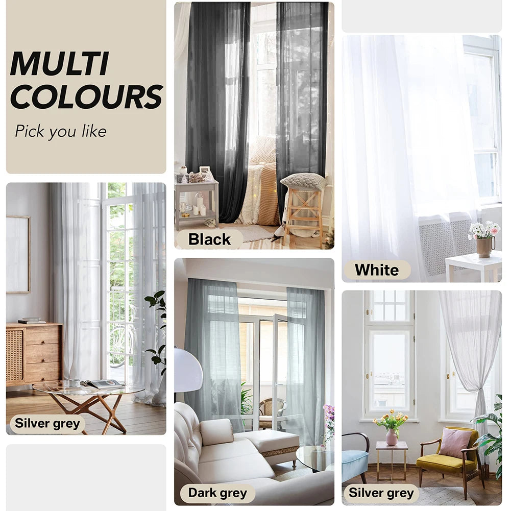 Shading Solid White Sheer Curtains for Living