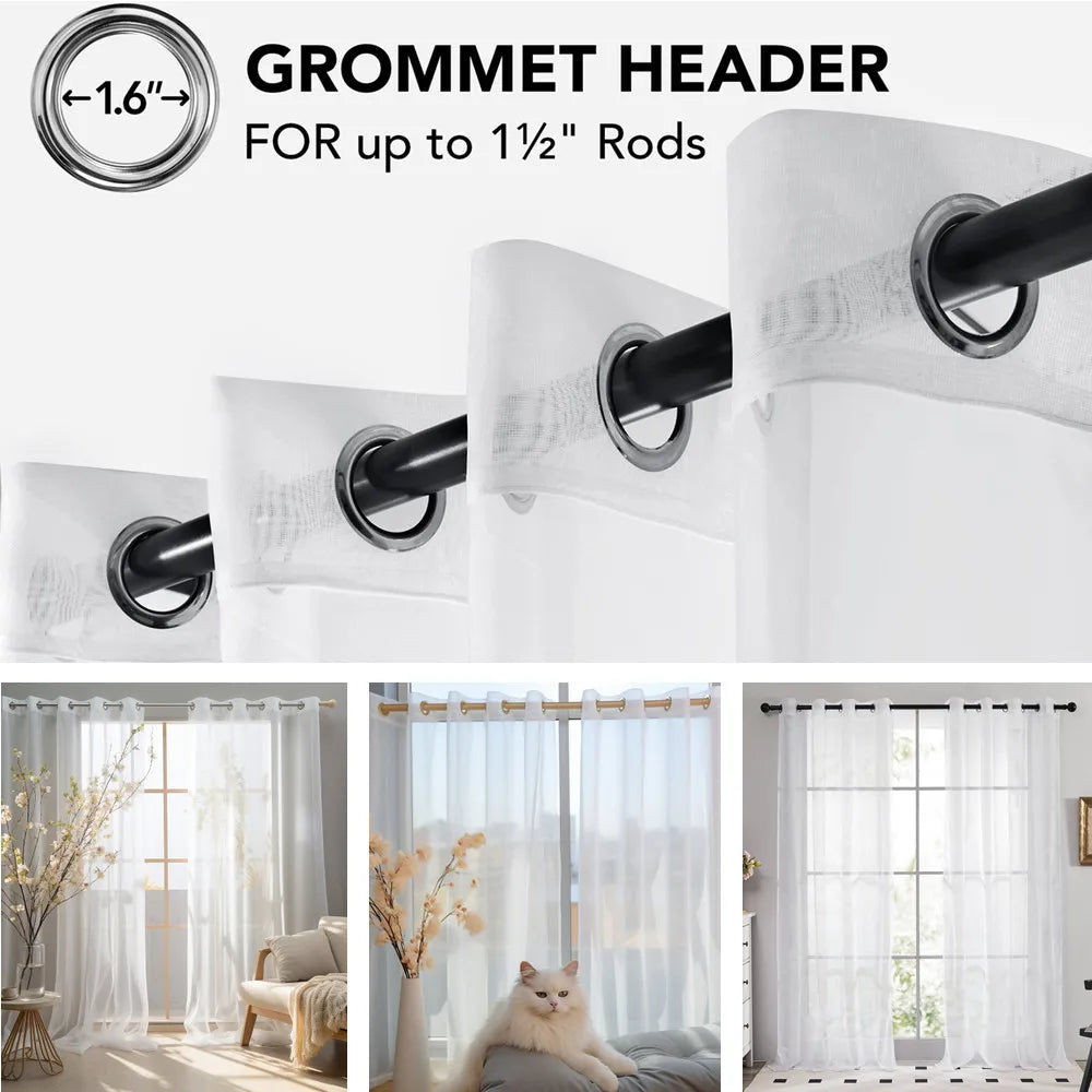 Shading Solid White Sheer Curtains for Living