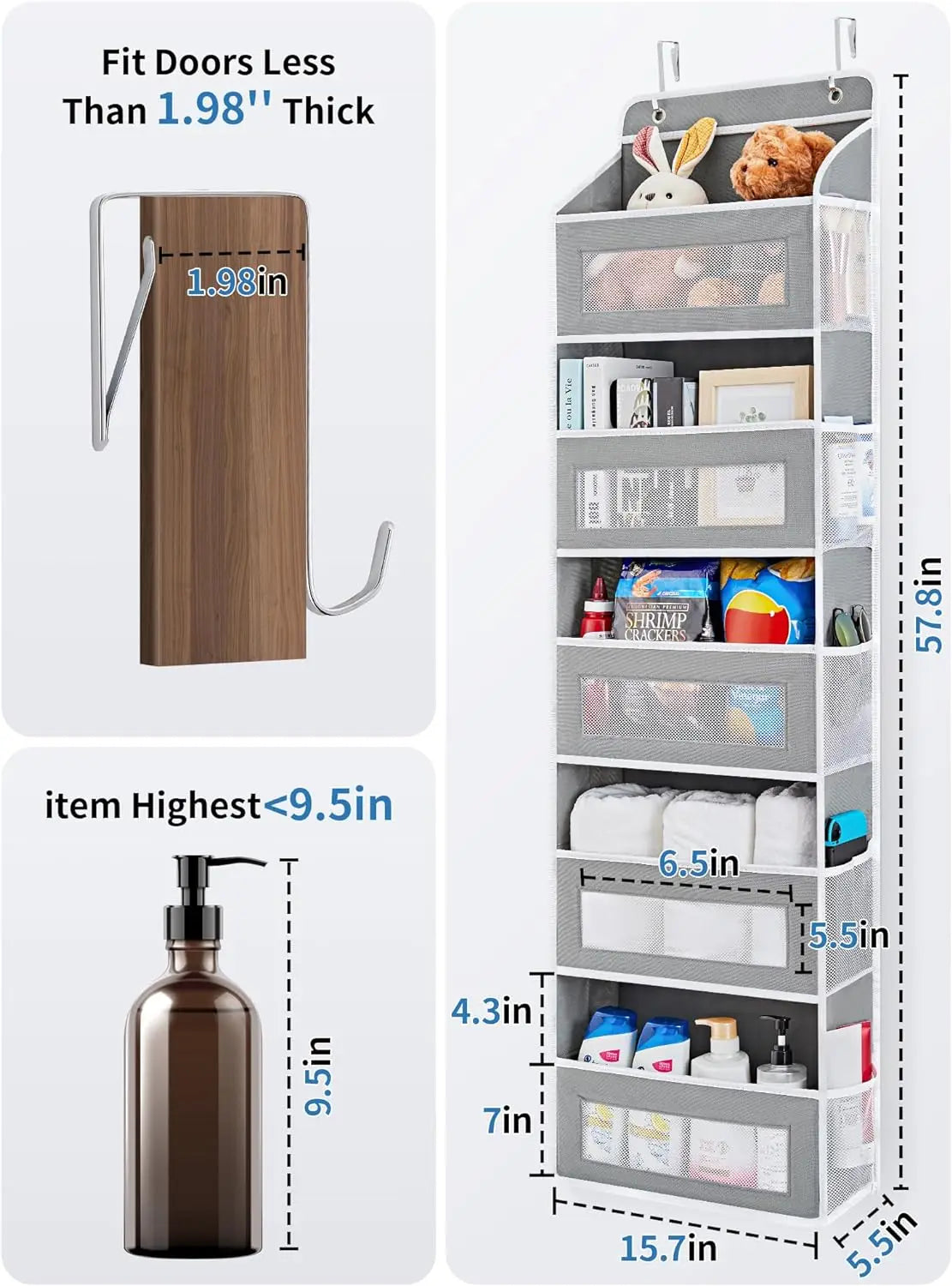 5 Shelf Hanging Door Organizer for Bedroom