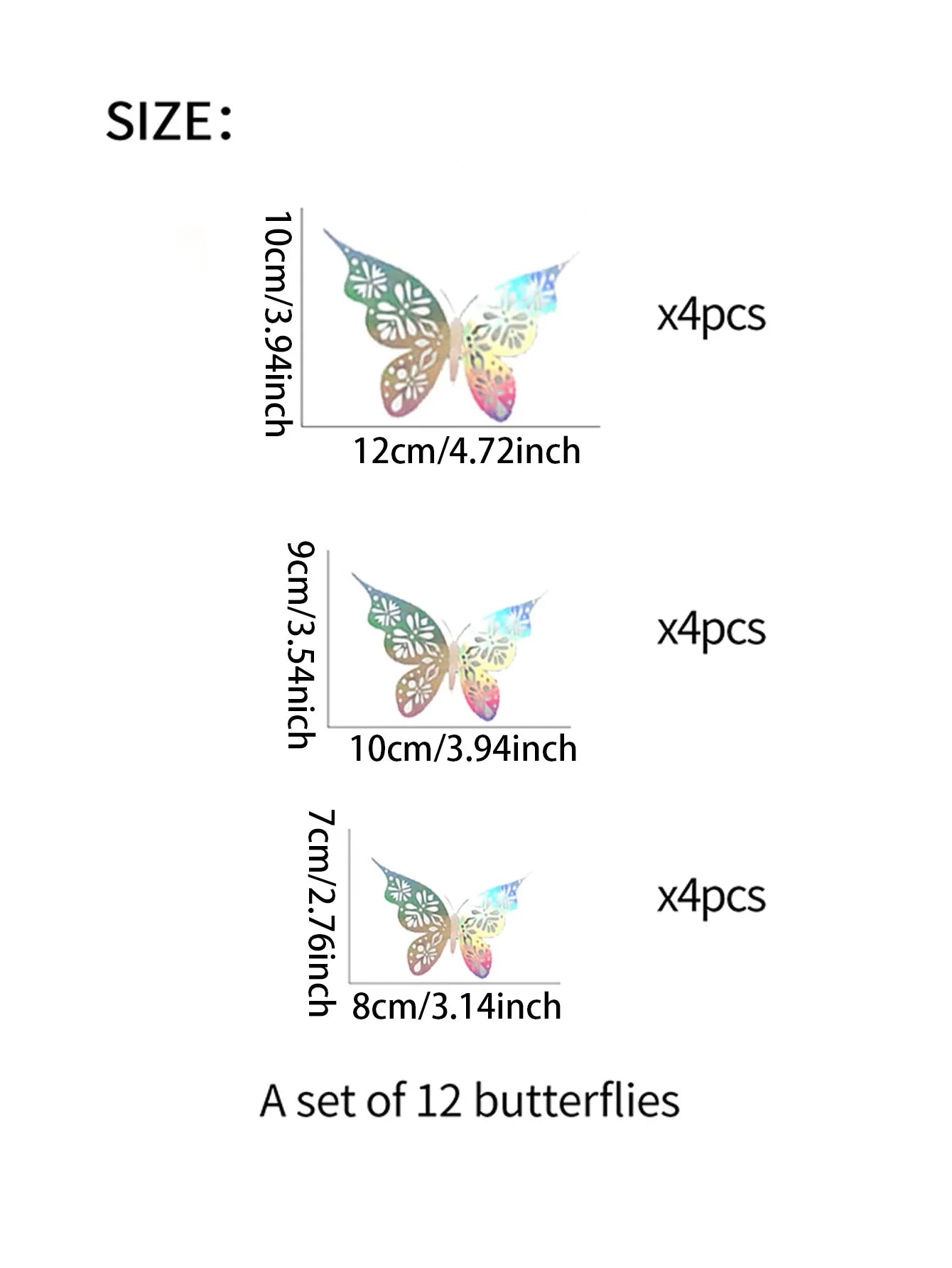 12 Pieces 3D Hollow Butterfly Wall Stickers