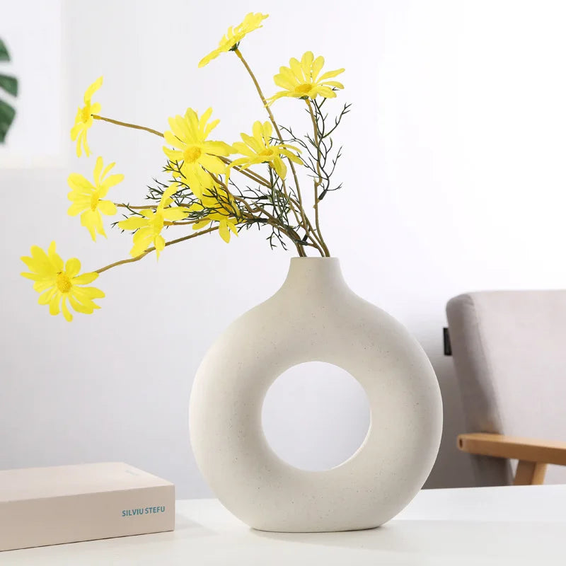 Circular Vase Flower Pot Home Living Room