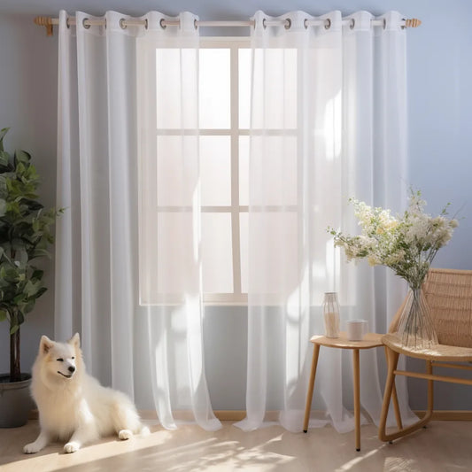 Shading Solid White Sheer Curtains for Living