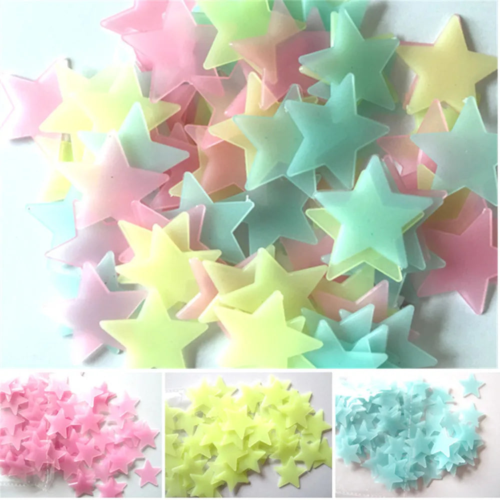 100pcs Fluorescent Glow in the Dark Stars Wall Stickers