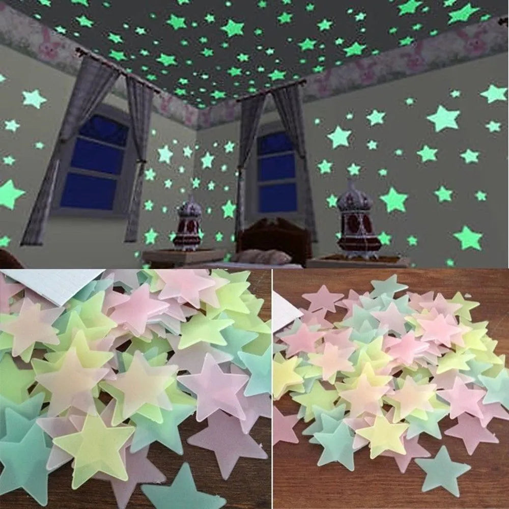 100pcs Fluorescent Glow in the Dark Stars Wall Stickers