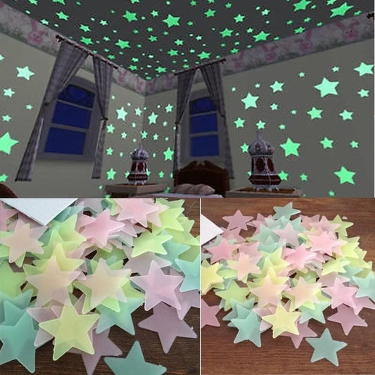 100pcs Fluorescent Glow in the Dark Stars Wall Stickers