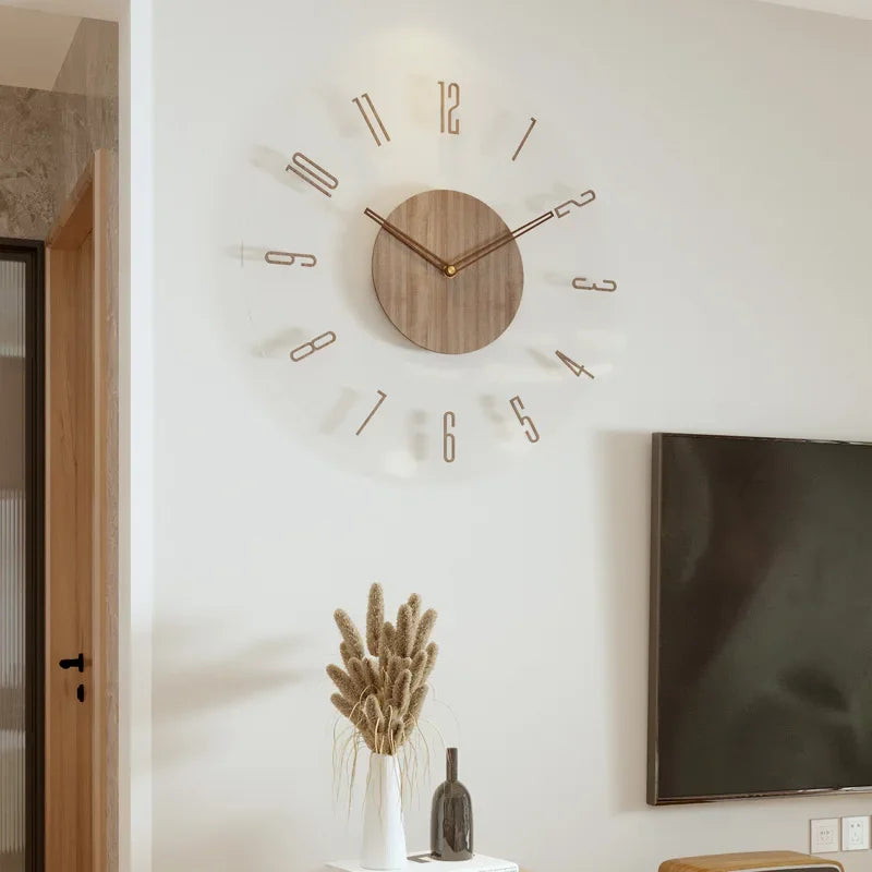 New Solid Wood Creative Wall Clocks For Living Room