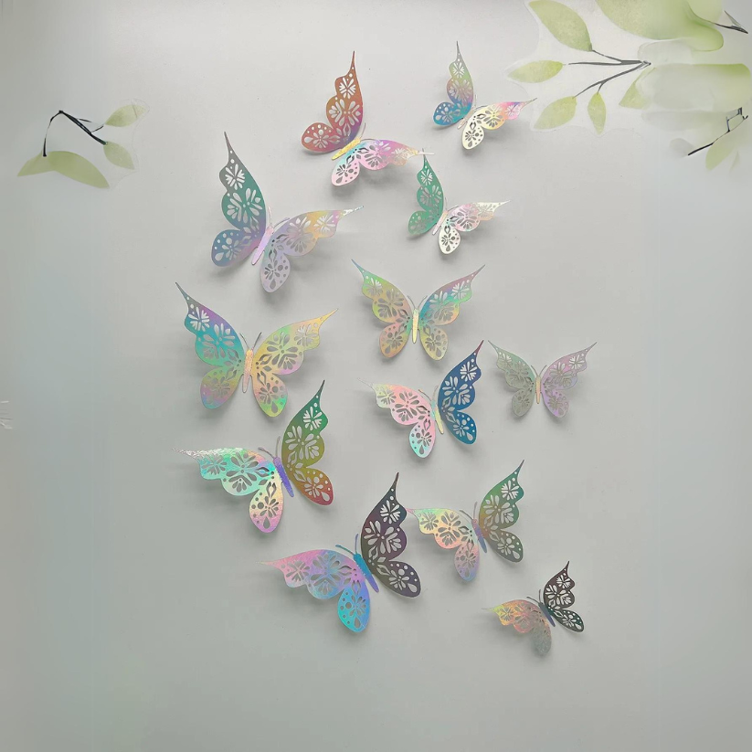 12 Pieces 3D Hollow Butterfly Wall Stickers